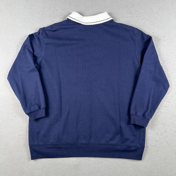 Vintage Grandma Sweater Womens Large Blue Cardinal Bird House Embroidered Collar - Picture 13 of 16